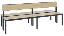 C+P Sitzbank einseitig mit Rückenlehne COMFORT 8061-310 (BxTxH) 1500x407x796mm Gestell/Schuhrost: Schwarzgrau Sitz/Lehne: HPL Weiß