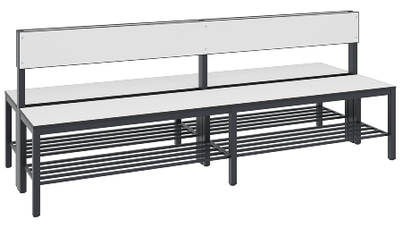 C+P Sitzbank einseitig mit Rückenlehne COMFORT 8061-310 (BxTxH) 1500x407x796mm Gestell/Schuhrost: Schwarzgrau Sitz/Lehne: HPL Weiß