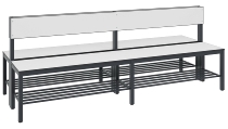 C+P Sitzbank einseitig mit Rückenlehne COMFORT 8061-310 (BxTxH) 1500x407x796mm Gestell/Schuhrost: Schwarzgrau Sitz/Lehne: HPL Weiß
