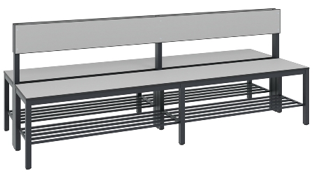 C+P Sitzbank einseitig mit Rückenlehne COMFORT 8061-310 (BxTxH) 1500x407x796mm Gestell/Schuhrost: Schwarzgrau Sitz/Lehne: HPL Weiß