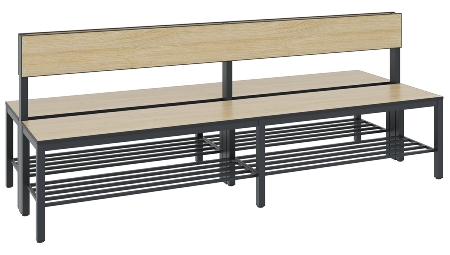 C+P Sitzbank einseitig mit Rückenlehne COMFORT 8061-310 (BxTxH) 1500x407x796mm Gestell/Schuhrost: Schwarzgrau Sitz/Lehne: HPL Weiß