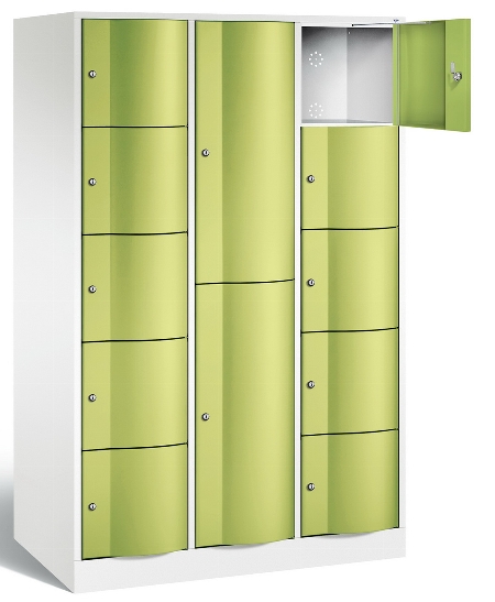 C+P Kombi-Schließfachschrank Resisto 8070-3731 (HxBxT)1950x1148x640mm Verkehrsweiß/Viridingrün