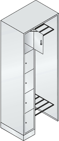 C+P offene Garderobe Serie 8070 1 Fächerschrank 5 Fächer B190mm  (HxBxT)1950x740x480mm 7016/7035