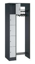 C+P offene Garderobe Serie 8070 1 Fächerschrank 5 Fächer B190mm (HxBxT)1950x740x480mm 7016/7035