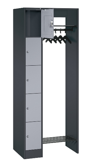 C+P offene Garderobe Serie 8070 1 Fächerschrank 5 Fächer B190mm  (HxBxT)1950x740x480mm 7016/7035