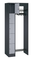C+P offene Garderobe Serie 8070 1 Fächerschrank 5 Fächer B190mm  (HxBxT)1950x740x480mm 7016/7035