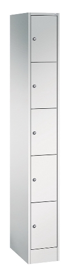 C+P Schließfachschrank Serie 8070 mit Sockel 3 Abt.240mm 5 Fächer B190mm (HxBxT)1950x680x480mm 7035/3003