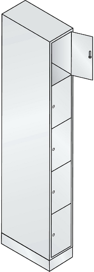 C+P Schließfachschrank Serie 8070 mit Sockel 3 Abt.240mm 5 Fächer B190mm (HxBxT)1950x680x480mm 7035/3003