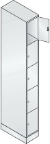 C+P Schließfachschrank Serie 8070 mit Sockel 3 Abt.240mm 5 Fächer B190mm (HxBxT)1950x680x480mm 7035/3003