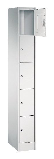 C+P Schließfachschrank Serie 8070 mit Sockel 3 Abt.240mm 5 Fächer B190mm (HxBxT)1950x680x480mm 7035/3003
