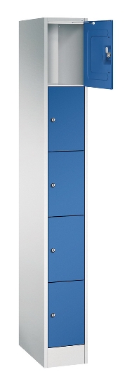 C+P Schließfachschrank Serie 8070 mit Sockel 3 Abt.240mm 5 Fächer B190mm (HxBxT)1950x680x480mm 7035/3003