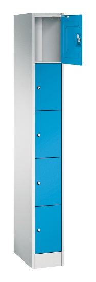 C+P Schließfachschrank Serie 8070 mit Sockel 3 Abt.240mm 5 Fächer B190mm (HxBxT)1950x680x480mm 7035/3003