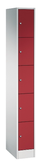 C+P Schließfachschrank Serie 8070 mit Sockel 3 Abt.240mm 5 Fächer B190mm (HxBxT)1950x680x480mm 7035/3003