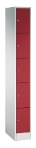 C+P Schließfachschrank Serie 8070 mit Sockel 3 Abt.240mm 5 Fächer B190mm (HxBxT)1950x680x480mm 7035/3003