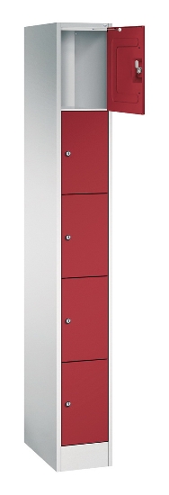C+P Schließfachschrank Serie 8070 mit Sockel 3 Abt.240mm 5 Fächer B190mm (HxBxT)1950x680x480mm 7035/3003