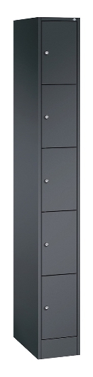 C+P Schließfachschrank Serie 8070 mit Sockel 3 Abt.240mm 5 Fächer B190mm (HxBxT)1950x680x480mm 7035/3003
