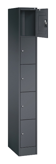 C+P Schließfachschrank Serie 8070 mit Sockel 3 Abt.240mm 5 Fächer B190mm (HxBxT)1950x680x480mm 7035/3003