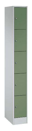 C+P Schließfachschrank Serie 8070 mit Sockel 3 Abt.240mm 5 Fächer B190mm (HxBxT)1950x680x480mm 7035/3003