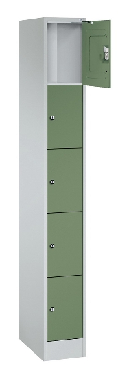 C+P Schließfachschrank Serie 8070 mit Sockel 3 Abt.240mm 5 Fächer B190mm (HxBxT)1950x680x480mm 7035/3003