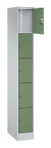 C+P Schließfachschrank Serie 8070 mit Sockel 3 Abt.240mm 5 Fächer B190mm (HxBxT)1950x680x480mm 7035/3003