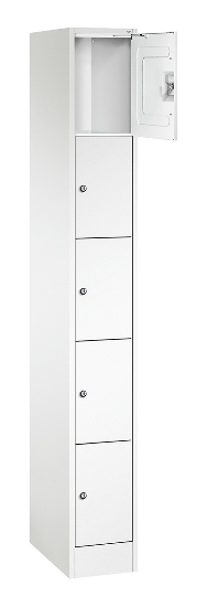 C+P Schließfachschrank Serie 8070 mit Sockel 3 Abt.240mm 5 Fächer B190mm (HxBxT)1950x680x480mm 7035/3003