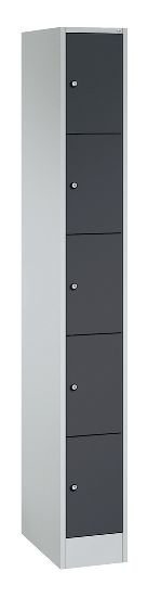 C+P Schließfachschrank Serie 8070 mit Sockel 3 Abt.240mm 5 Fächer B190mm (HxBxT)1950x680x480mm 7035/3003