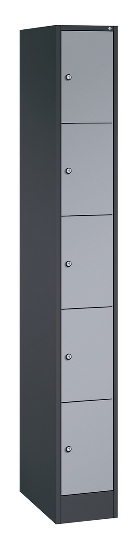 C+P Schließfachschrank Serie 8070 mit Sockel 3 Abt.240mm 5 Fächer B190mm (HxBxT)1950x680x480mm 7035/3003