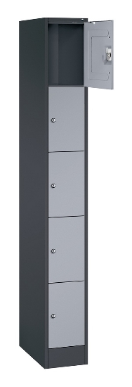C+P Schließfachschrank Serie 8070 mit Sockel 3 Abt.240mm 5 Fächer B190mm (HxBxT)1950x680x480mm 7035/3003