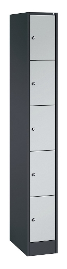 C+P Schließfachschrank Serie 8070 mit Sockel 3 Abt.240mm 5 Fächer B190mm (HxBxT)1950x680x480mm 7035/3003