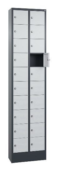 C+P Kleingefachschrank 80700-203 Serie 8170 Intro mit Sockel 20 Fächer (HxBxT)1950x460x200mm 7035/7016