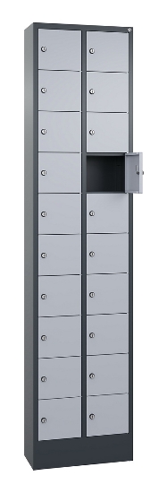 C+P Kleingefachschrank 80700-203 Serie 8170 Intro mit Sockel 20 Fächer (HxBxT)1950x460x200mm 7035/7016