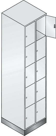 C+P Schließfachschrank Serie 8070 mit Sockel 3 Abt.240mm 5 Fächer B190mm (HxBxT)1950x680x480mm 7035/3003