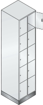 C+P Schließfachschrank Serie 8070 mit Sockel 3 Abt.240mm 5 Fächer B190mm (HxBxT)1950x680x480mm 7035/3003
