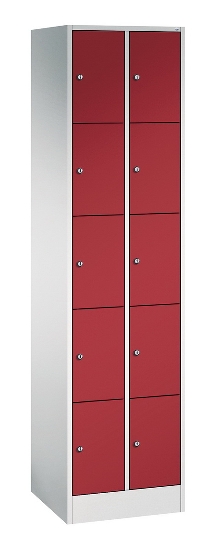 C+P Schließfachschrank Serie 8070 mit Sockel 3 Abt.240mm 5 Fächer B190mm (HxBxT)1950x680x480mm 7035/3003