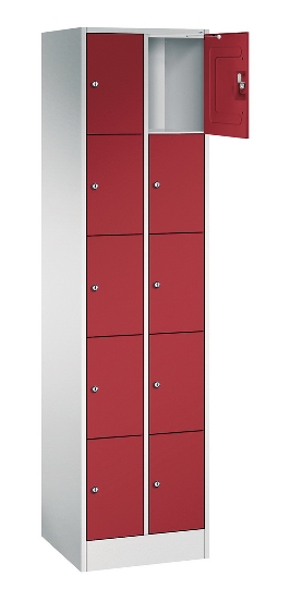 C+P Schließfachschrank Serie 8070 mit Sockel 3 Abt.240mm 5 Fächer B190mm (HxBxT)1950x680x480mm 7035/3003