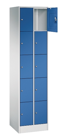 C+P Schließfachschrank Serie 8070 mit Sockel 3 Abt.240mm 5 Fächer B190mm (HxBxT)1950x680x480mm 7035/3003