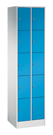 C+P Schließfachschrank Serie 8070 mit Sockel 3 Abt.240mm 5 Fächer B190mm (HxBxT)1950x680x480mm 7035/3003