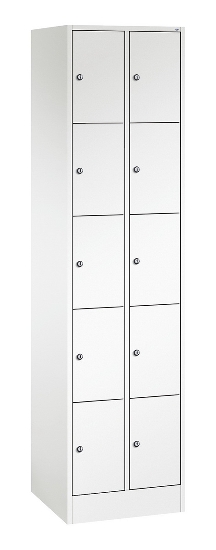 C+P Schließfachschrank Serie 8070 mit Sockel 3 Abt.240mm 5 Fächer B190mm (HxBxT)1950x680x480mm 7035/3003