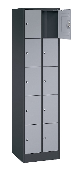 C+P Schließfachschrank Serie 8070 mit Sockel 3 Abt.240mm 5 Fächer B190mm (HxBxT)1950x680x480mm 7035/3003