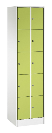 C+P Schließfachschrank Serie 8070 mit Sockel 3 Abt.240mm 5 Fächer B190mm (HxBxT)1950x680x480mm 7035/3003
