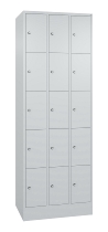 C+P Schließfachschrank Serie 8070 mit Sockel 3 Abt.240mm 5 Fächer B190mm (HxBxT)1950x680x480mm 7035/3003