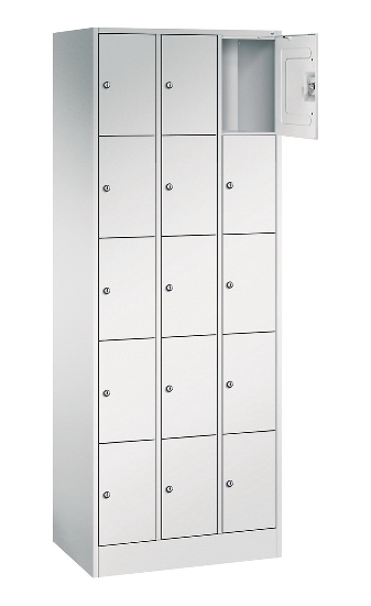 C+P Schließfachschrank Serie 8070 mit Sockel 3 Abt.240mm 5 Fächer B190mm (HxBxT)1950x680x480mm 7035/3003