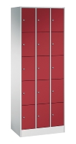 C+P Schließfachschrank Serie 8070 mit Sockel 3 Abt.240mm 5 Fächer B190mm (HxBxT)1950x680x480mm 7035/3003
