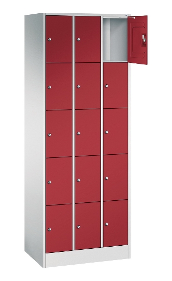 C+P Schließfachschrank Serie 8070 mit Sockel 3 Abt.240mm 5 Fächer B190mm (HxBxT)1950x680x480mm 7035/3003
