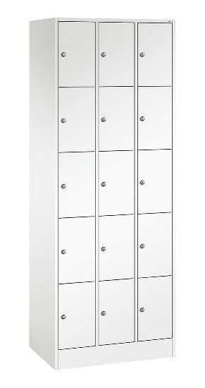 C+P Schließfachschrank Serie 8070 mit Sockel 3 Abt.240mm 5 Fächer B190mm (HxBxT)1950x680x480mm 7035/3003