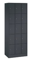 C+P Schließfachschrank Serie 8070 mit Sockel 3 Abt.240mm 5 Fächer B190mm (HxBxT)1950x680x480mm 7035/3003