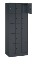 C+P Schließfachschrank Serie 8070 mit Sockel 3 Abt.240mm 5 Fächer B190mm (HxBxT)1950x680x480mm 7035/3003