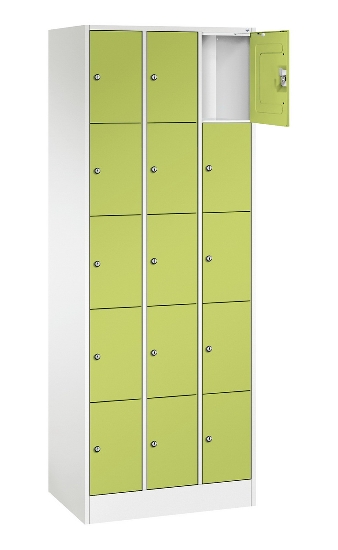 C+P Schließfachschrank Serie 8070 mit Sockel 3 Abt.240mm 5 Fächer B190mm (HxBxT)1950x680x480mm 7035/3003