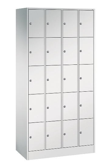 C+P Schließfachschrank Serie 8070 mit Sockel 3 Abt.240mm 5 Fächer B190mm (HxBxT)1950x680x480mm 7035/3003
