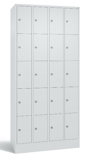 C+P Schließfachschrank Serie 8070 mit Sockel 3 Abt.240mm 5 Fächer B190mm (HxBxT)1950x680x480mm 7035/3003